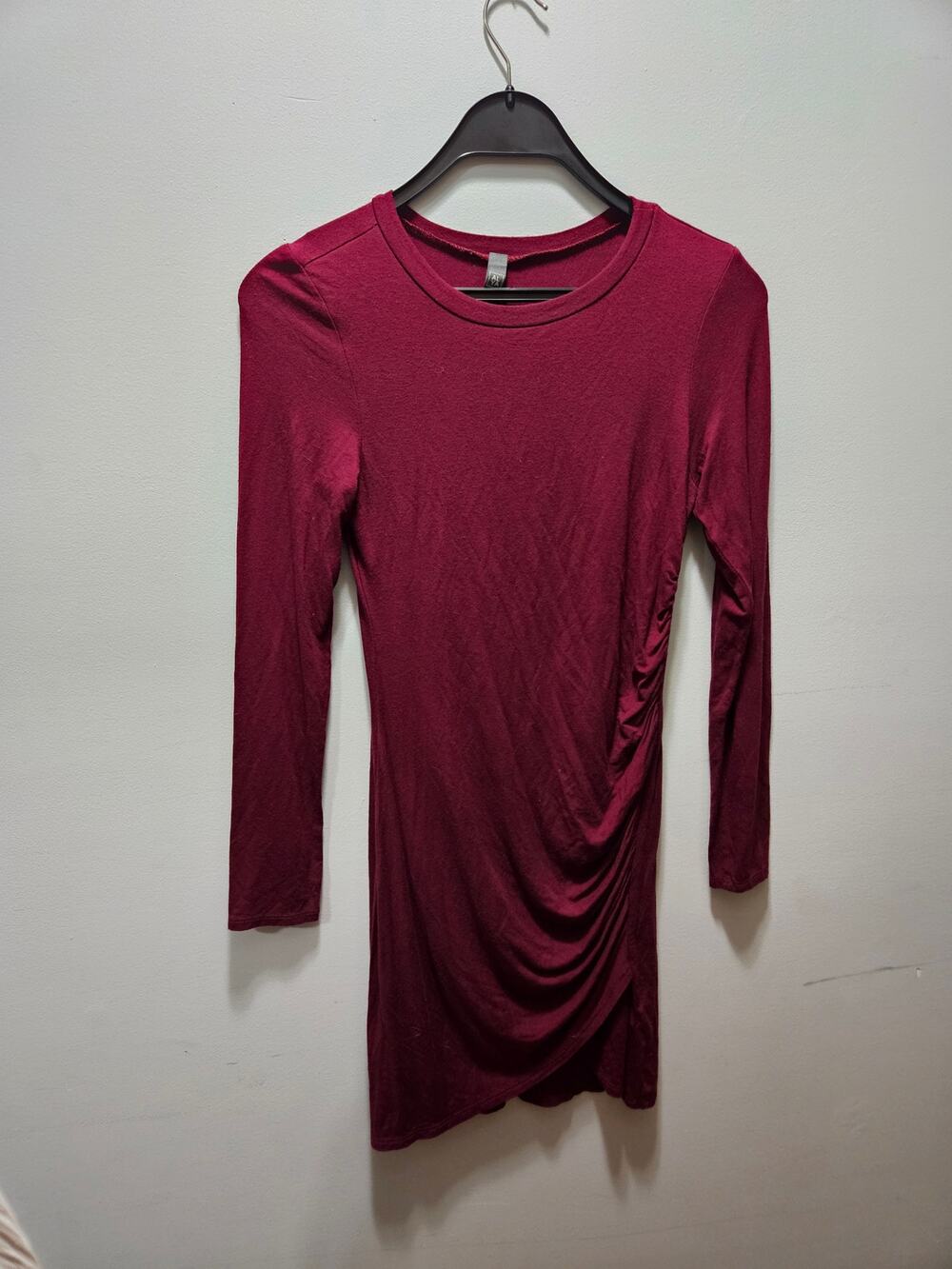 ALYA Francesca's Wine Red Ruched Bodycon Mini Dress S Made USA